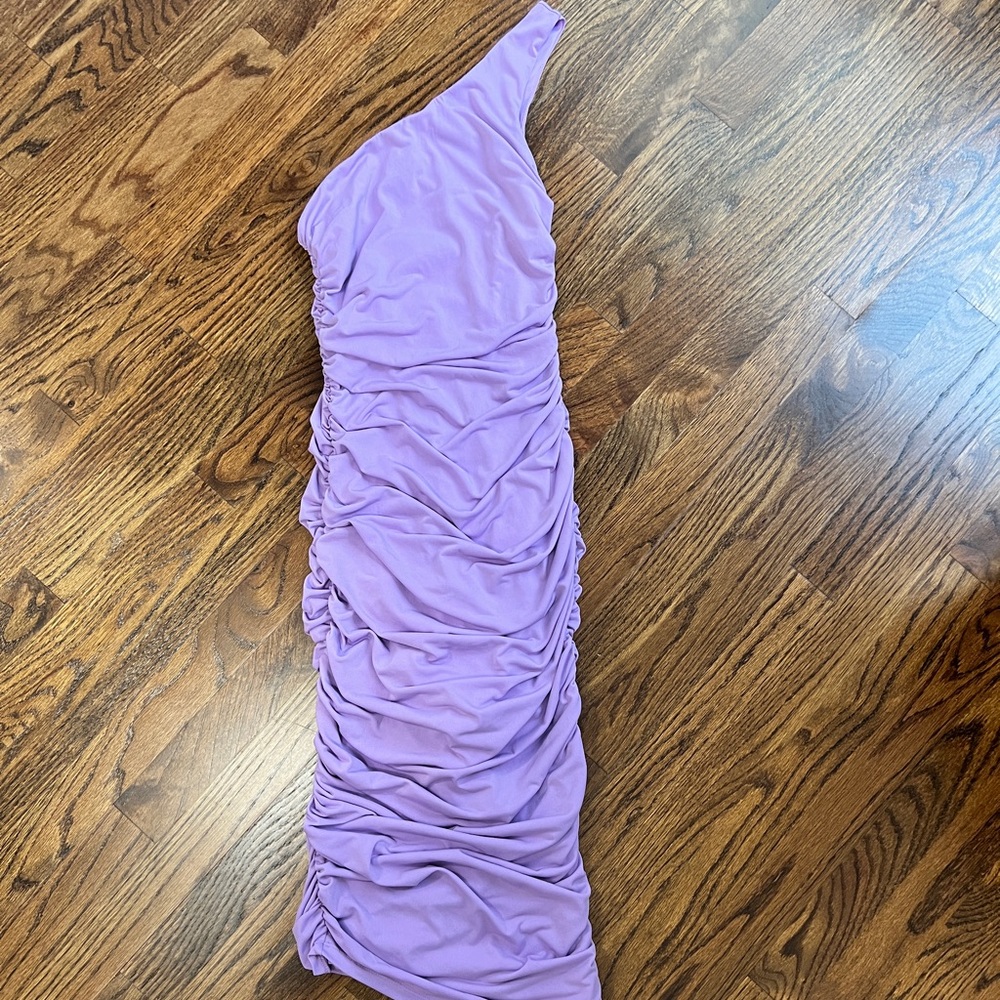 Lulus one shoulder ruched bodycon dress